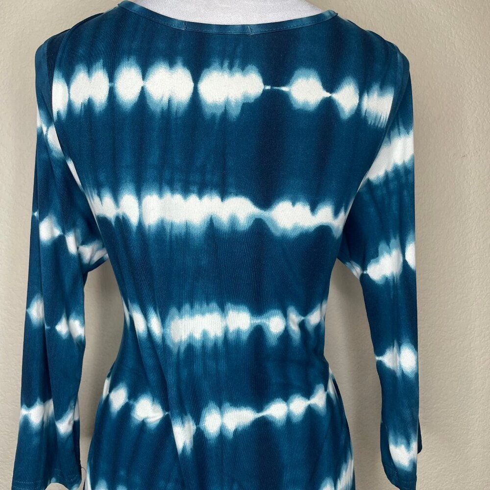 5th & Love Shibori Indigo Sharkbite Tunic Mini Dress With Pockets Sz Large - Picture 5 of 11